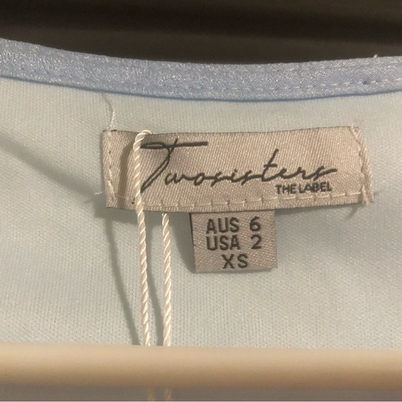NWT TwoSisters The Label size 2 US XS Light Blue Chiffon dress with liner slip - Picture 4 of 13